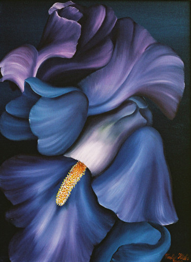 Painting titled "Violet flower" by Vinko Hlebs, Original Artwork, Oil