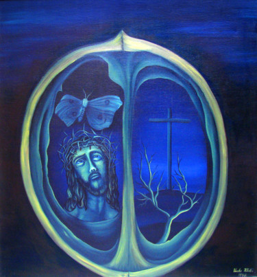 Painting titled "Jesus- my vision" by Vinko Hlebs, Original Artwork, Oil