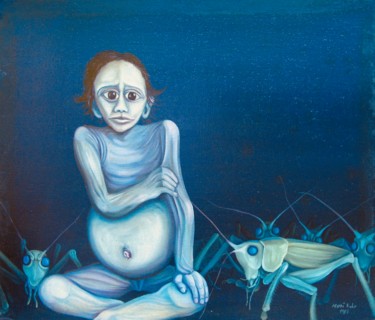 Painting titled "Hunger- world hunge…" by Vinko Hlebs, Original Artwork, Oil