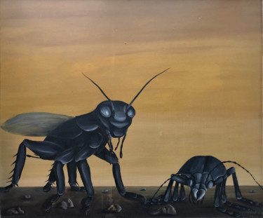 Pittura intitolato "Grasshoppers" da Vinko Hlebs, Opera d'arte originale, Olio