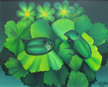 Картина под названием "Beetles" - Vinko Hlebs, Подлинное произведение искусства, Масло Установлен на Деревянная рама для нос…