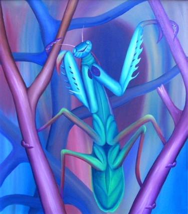 Painting titled "Mantis" by Vinko Hlebs, Original Artwork, Oil