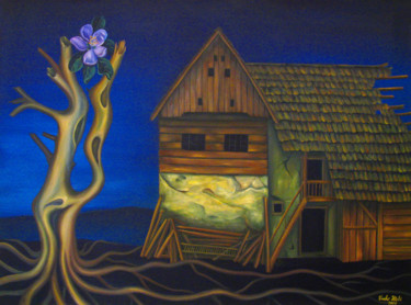 Peinture intitulée "Old house III" par Vinko Hlebs, Œuvre d'art originale, Huile