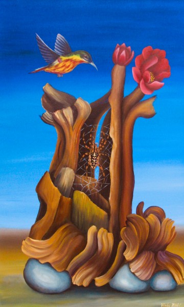 Painting titled "Little bird" by Vinko Hlebs, Original Artwork, Oil