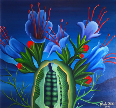 Pintura intitulada "Explosion of Flowers" por Vinko Hlebs, Obras de arte originais, Óleo