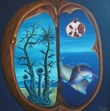 Peinture intitulée "Womb of the Earth" par Vinko Hlebs, Œuvre d'art originale, Huile