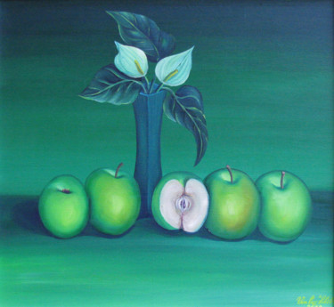 Painting titled "Apples i" by Vinko Hlebs, Original Artwork, Oil