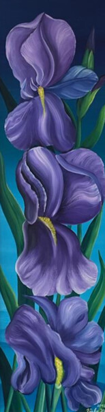 Painting titled "Irises" by Vinko Hlebs, Original Artwork, Oil