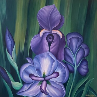 Pintura titulada "Irises 2" por Vinko Hlebs, Obra de arte original, Oleo