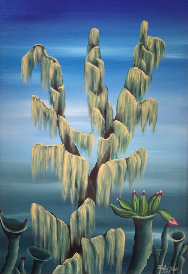 Painting titled "Wintertree, my visi…" by Vinko Hlebs, Original Artwork, Oil Mounted on Wood Stretcher frame