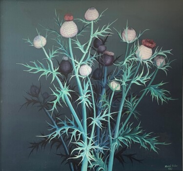 Painting titled "Cirsium" by Vinko Hlebs, Original Artwork, Oil