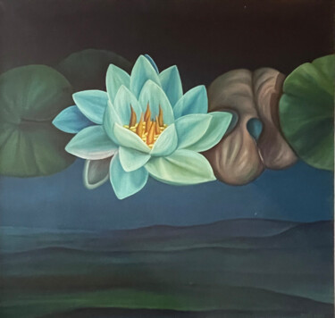 Painting titled "Water lily" by Vinko Hlebs, Original Artwork, Oil