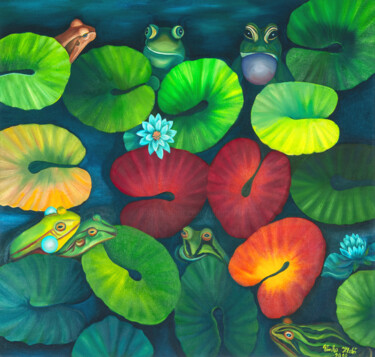 Pintura titulada "Frogs 2" por Vinko Hlebs, Obra de arte original, Oleo