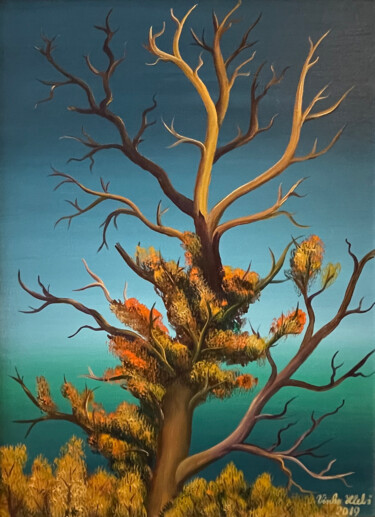 Malerei mit dem Titel "Autumn tree" von Vinko Hlebs, Original-Kunstwerk, Öl