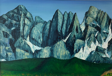 Painting titled "Mountains 3" by Vinko Hlebs, Original Artwork, Oil
