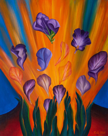 Malarstwo zatytułowany „Explosion of flower…” autorstwa Vinko Hlebs, Oryginalna praca, Olej