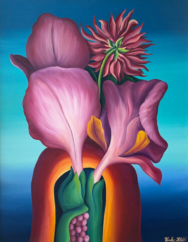 Schilderij getiteld "Bursting flowers" door Vinko Hlebs, Origineel Kunstwerk, Olie