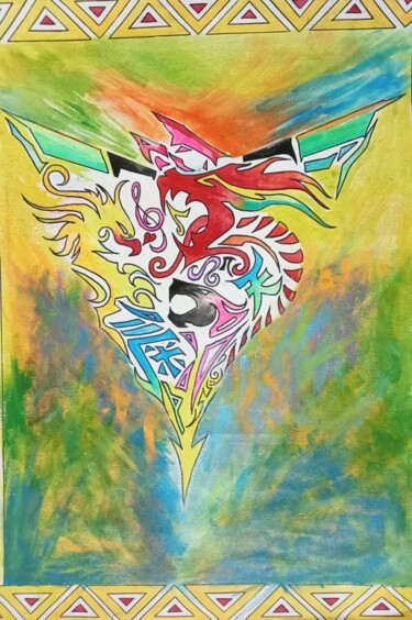Peinture intitulée "The Singing Dragon" par Vinod Kunnathulli, Œuvre d'art originale, Acrylique