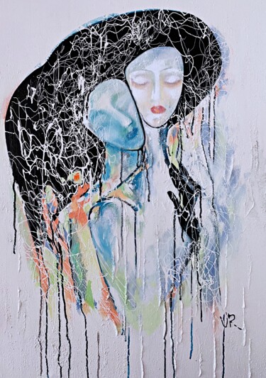 Painting titled "Embrace" by Rymma Vinogradova, Original Artwork, Acrylic Mounted on Wood Stretcher frame