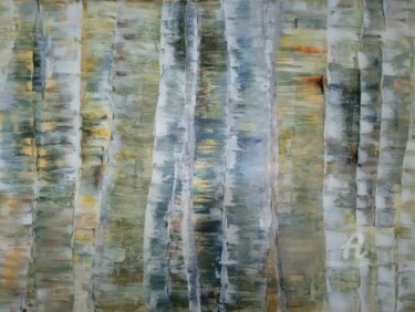 Painting titled "Secret of Birches" by Viola Gr, Original Artwork, Acrylic