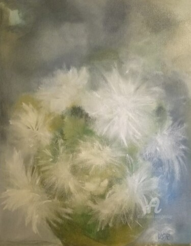 Картина под названием "Big White Flowers" - Viola Gr, Подлинное произведение искусства, Акрил