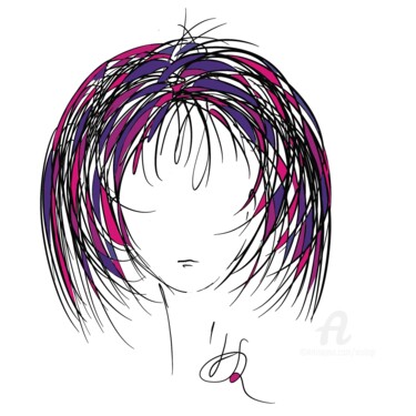 Drawing titled "Hair2" by Viola Gr, Original Artwork, Digital Painting