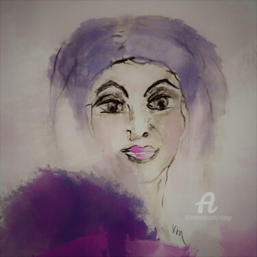 Painting titled "The Woman in Purple" by Viola Gr, Original Artwork, Digital Painting