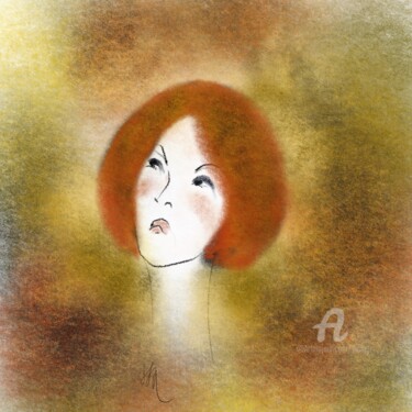 Painting titled "Redhead" by Viola Gr, Original Artwork, Digital Painting
