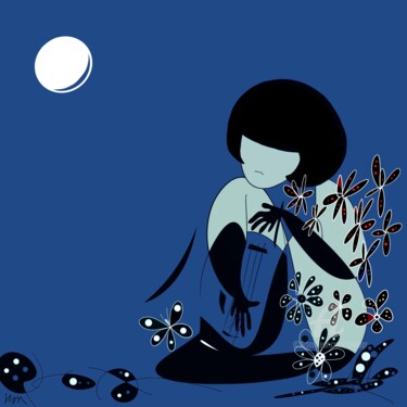 Rysunek zatytułowany „Poetic night” autorstwa Viola Gr, Oryginalna praca, Malarstwo cyfrowe