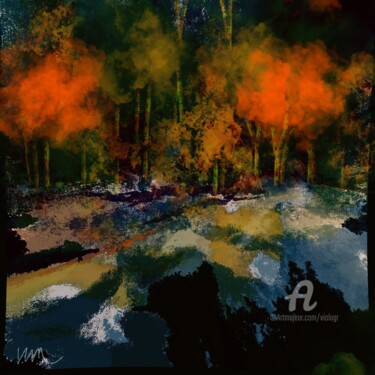 Painting titled "Dark forest" by Viola Gr, Original Artwork, Digital Painting