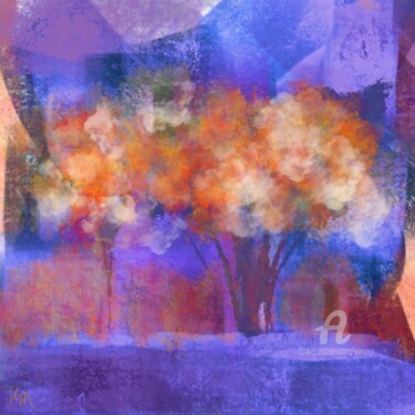 Painting titled "Colorful Trees" by Viola Gr, Original Artwork, Digital Painting