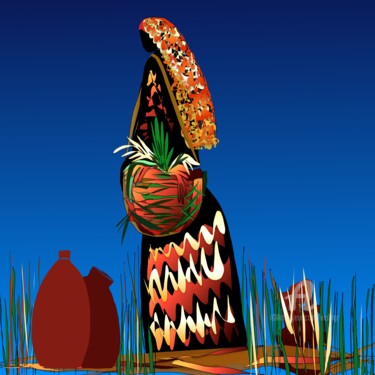 Digitale Kunst mit dem Titel "African woman" von Viola Gr, Original-Kunstwerk, Digitale Malerei