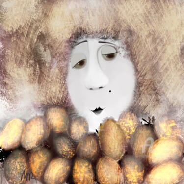 Painting titled "Golden eggs" by Viola Gr, Original Artwork, Digital Painting
