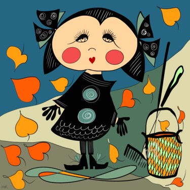 Schilderij getiteld "Illustration/ Autumn" door Viola Gr, Origineel Kunstwerk, Digitaal Schilderwerk
