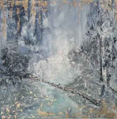 Painting titled "Neige" by Violaine Boyer, Original Artwork, Acrylic Mounted on Wood Stretcher frame