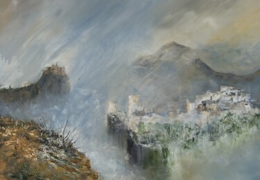 Painting titled "Forteresse" by Violaine Boyer, Original Artwork, Acrylic Mounted on Wood Stretcher frame
