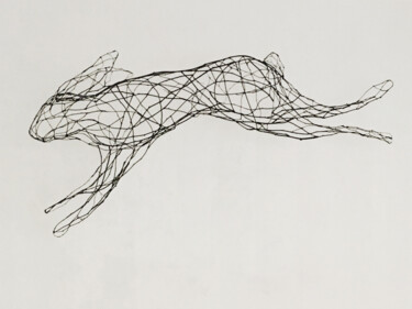 Sculpture intitulée "lièvre" par Violaine Laveaux, Œuvre d'art originale, Bois