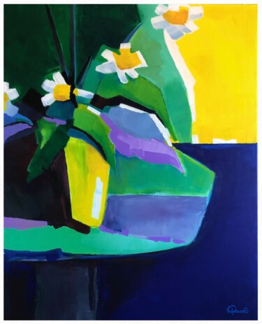 Peinture intitulée "Bouquet jaune" par Violaine Quesnel, Œuvre d'art originale, Acrylique Monté sur Châssis en bois