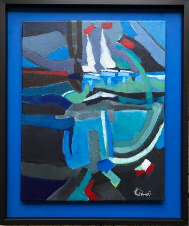 Painting titled "Onde" by Violaine Quesnel, Original Artwork, Acrylic Mounted on Wood Stretcher frame