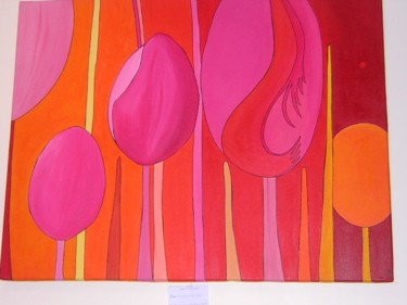 Peinture intitulée "tulipes rouges" par Nadia Viola Berra, Œuvre d'art originale