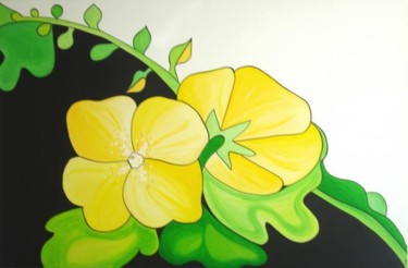 Peinture intitulée "roses jaunes" par Nadia Viola Berra, Œuvre d'art originale