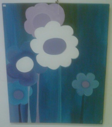 Peinture intitulée "fleurs bleues" par Nadia Viola Berra, Œuvre d'art originale