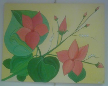 Peinture intitulée "fleurs de citrouille" par Nadia Viola Berra, Œuvre d'art originale