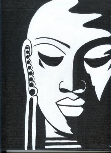 Peinture intitulée "masque_noir-blanc_0…" par Nadia Viola Berra, Œuvre d'art originale
