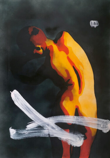 Schilderij getiteld "Fanm Nudite I" door Violeta Crăciun (Malina), Origineel Kunstwerk, Stencil