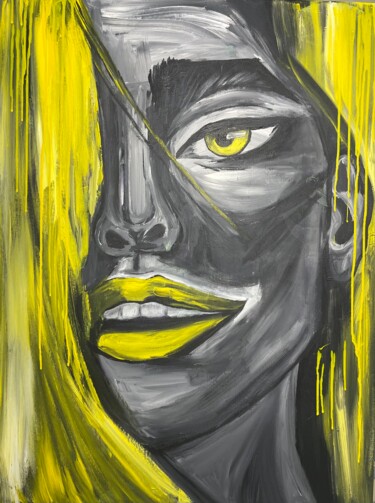Painting titled "Shadow of yellow" by Violeta Muschong, Original Artwork, Acrylic