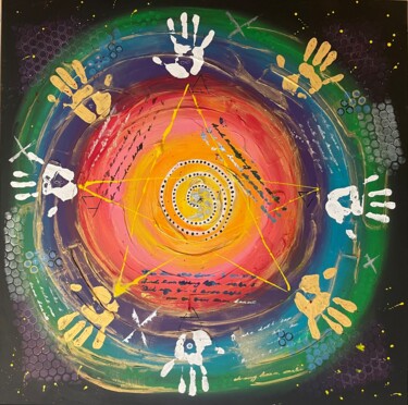 Pintura intitulada "Healthy Mandala" por Violeta Muschong, Obras de arte originais, Acrílico