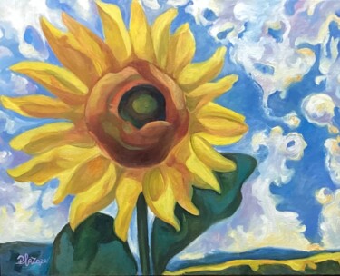 Painting titled "Girasol" by Carmen Plaza, Original Artwork, Oil