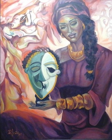 Painting titled "AFRICA" by Carmen Plaza, Original Artwork