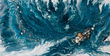 Painting titled "The Ocean" by Violeta Kom, Original Artwork, Acrylic